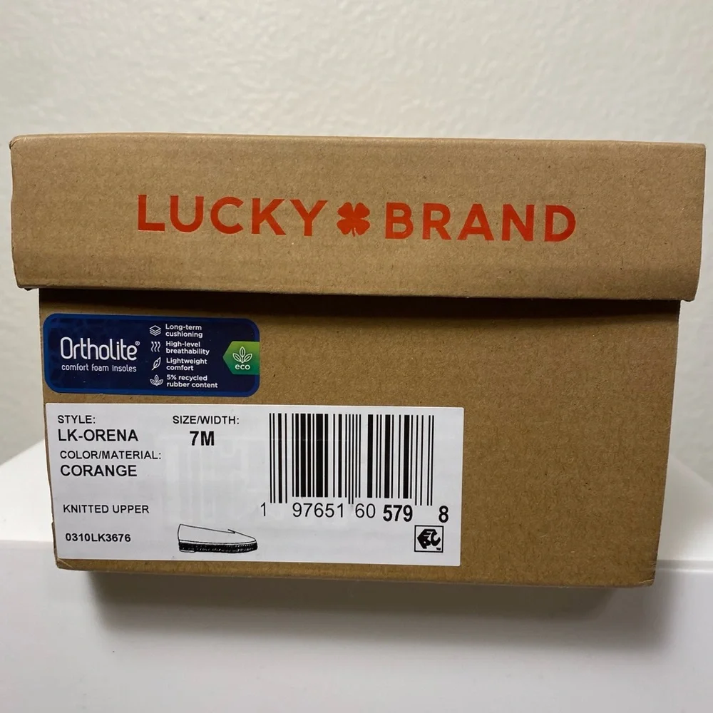 NWB Lucky Brand Women's Orena Knit Corange Espadrille Platform Flats Size 7